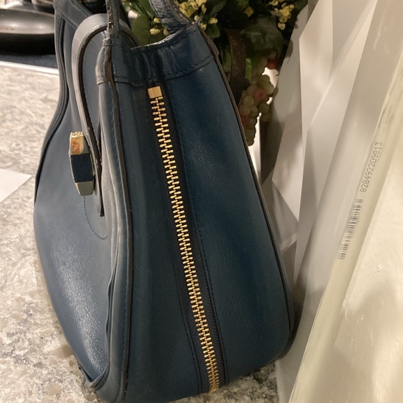 2pc Tory Burch Blue 💙 Leather Purse,Tory Burch Glasses Case,St Laurent Cloth - Picture 5 of 12